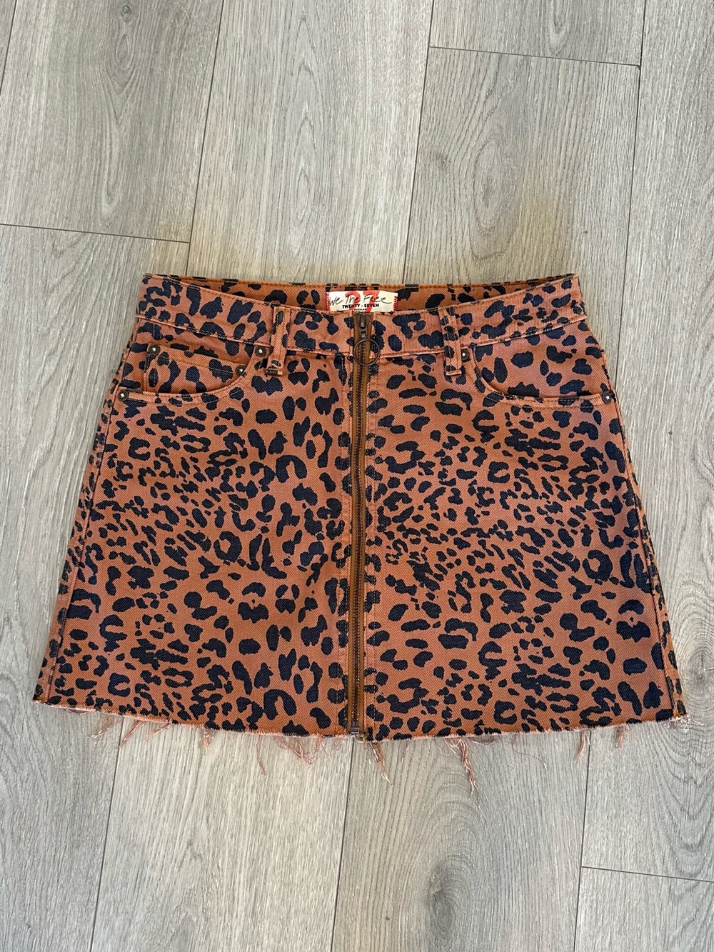 We The Free Leopard-Print Front Zip Mini Skirt - Brown/Black